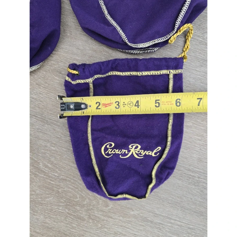 Crown Royale Purple Drawstring Bags Lot of 4 Mixed Sizes GoldEmbroidery Crafting